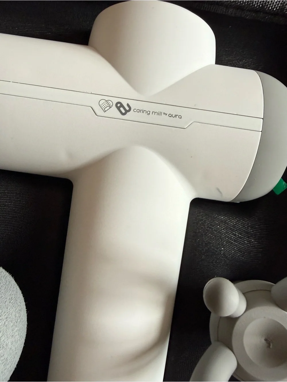 Aura White Percussion Massage Gun with Multiple Attachment Heads